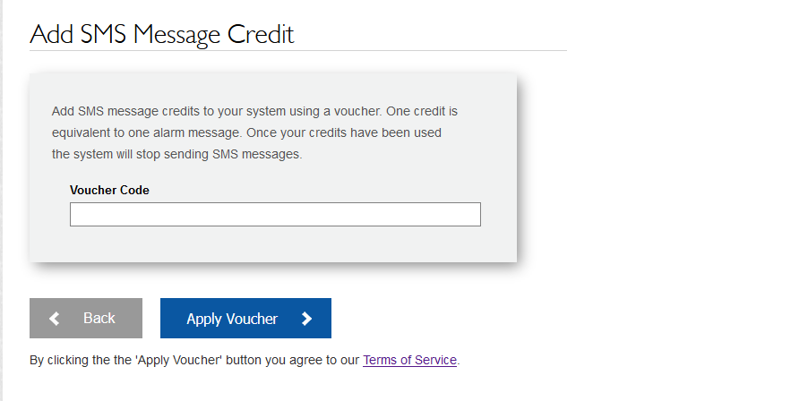 Add SMS Credit Page